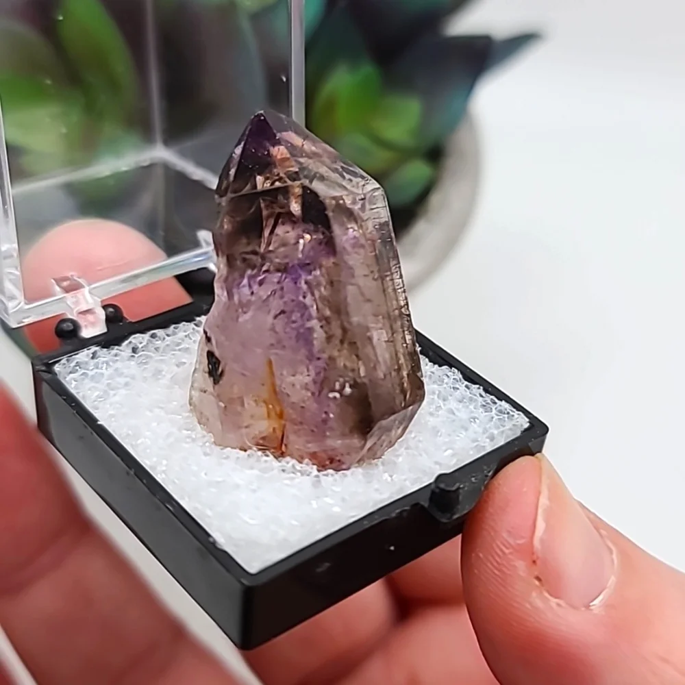 CLEARANCE Amethyst & Smoky Quartz Mineral Thumbnail Specimen from Zimbabwe